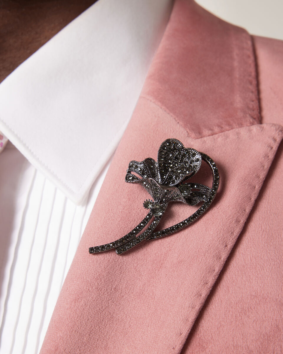 Jewel Orchid Lapel Pin, Gunmetal, hi-res